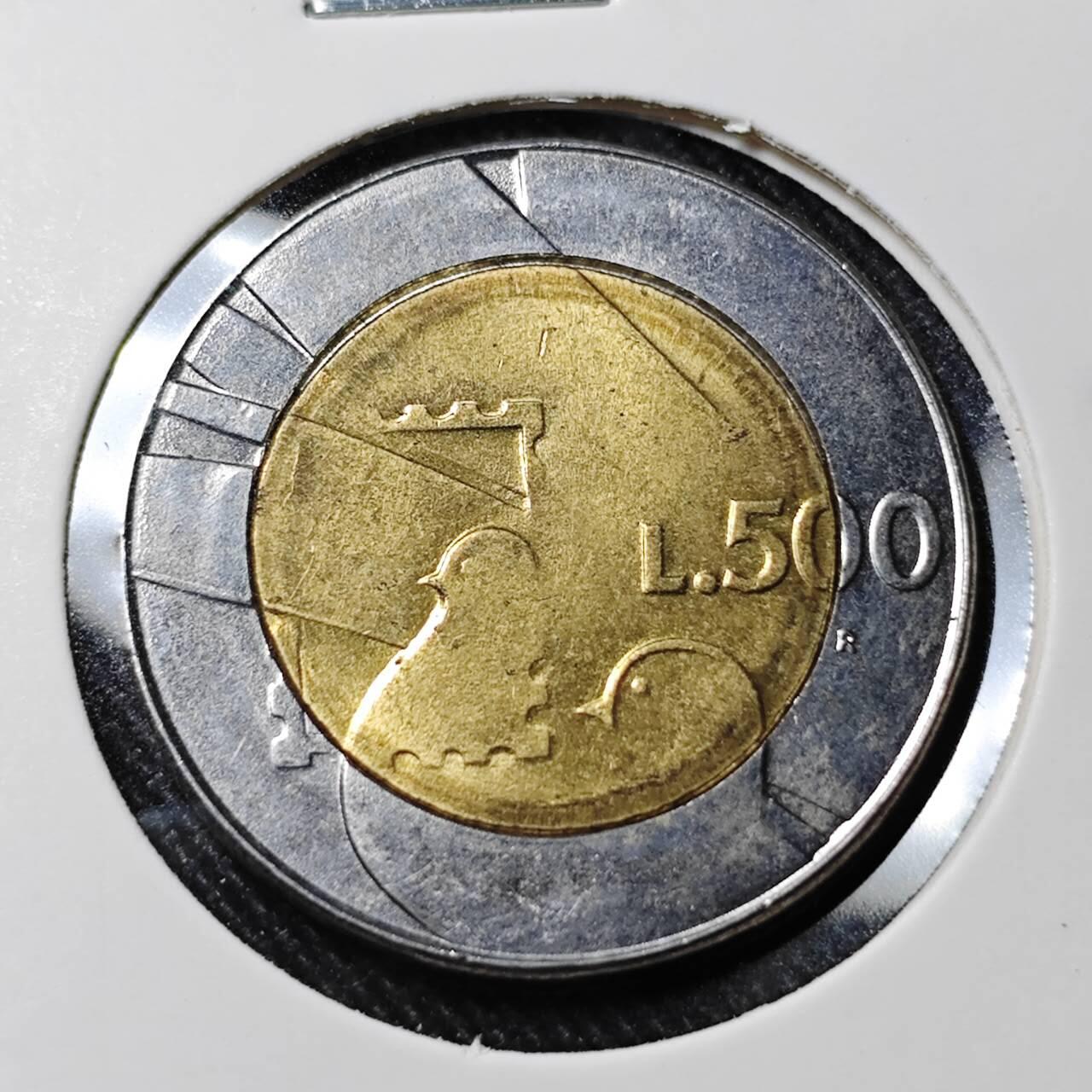 KK钱币收藏小铺   套币 批量/好品散币专场 2月预留时间 周末发货 1990  圣马力诺500里拉双色币