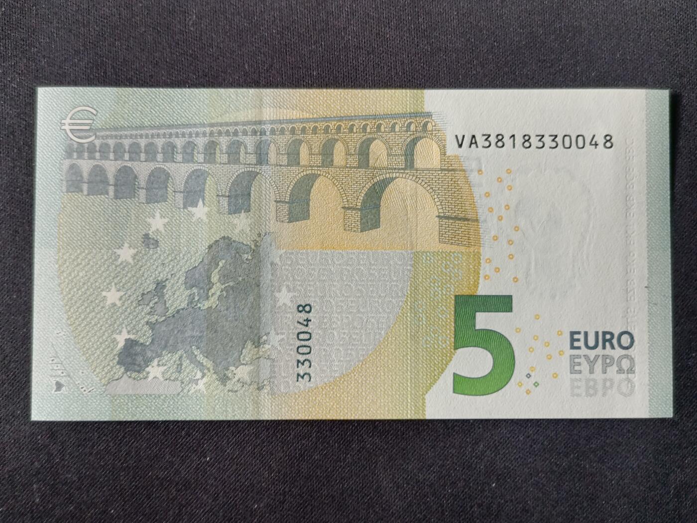 【游宝拍卖】丙午马年第7期 欧盟-5欧元【2013年 V-西班牙 首签 全新UNC】