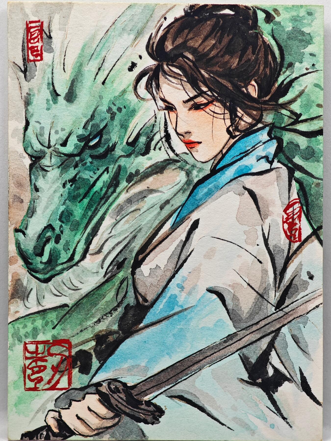 白泽拍卖卡牌手绘专场第33期（去岁千般皆如愿 今年万事定称心） 2025 极光手绘卡 剑来  青枫亲签