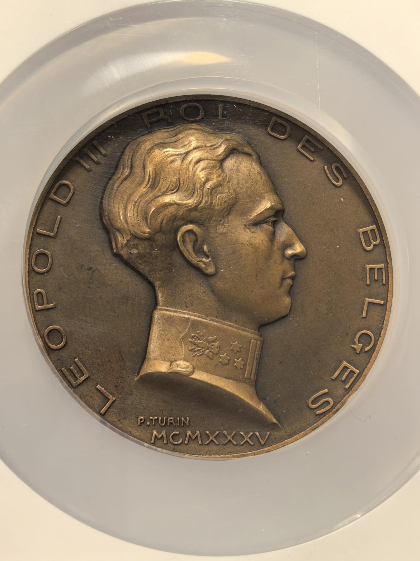 博洋堂世界钱币拍卖第163期（全场包邮） NGC MS65BN 比利时1935年王后阿斯特丽德逝世纪念大铜章，她是比利时国王利奥波德三世的妻子，于1934年12月29日在瑞士的一次车祸中不幸去世，年仅29岁