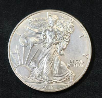 甄臻铺-世界币章拍卖（第53期），甄品场拍品征集中，送拍享返佣金等优惠多多 - 2018年 美国 行走女神银鹰 普制 1美元 1盎司投资银币 31.11g 含银量99.93%，细节见图