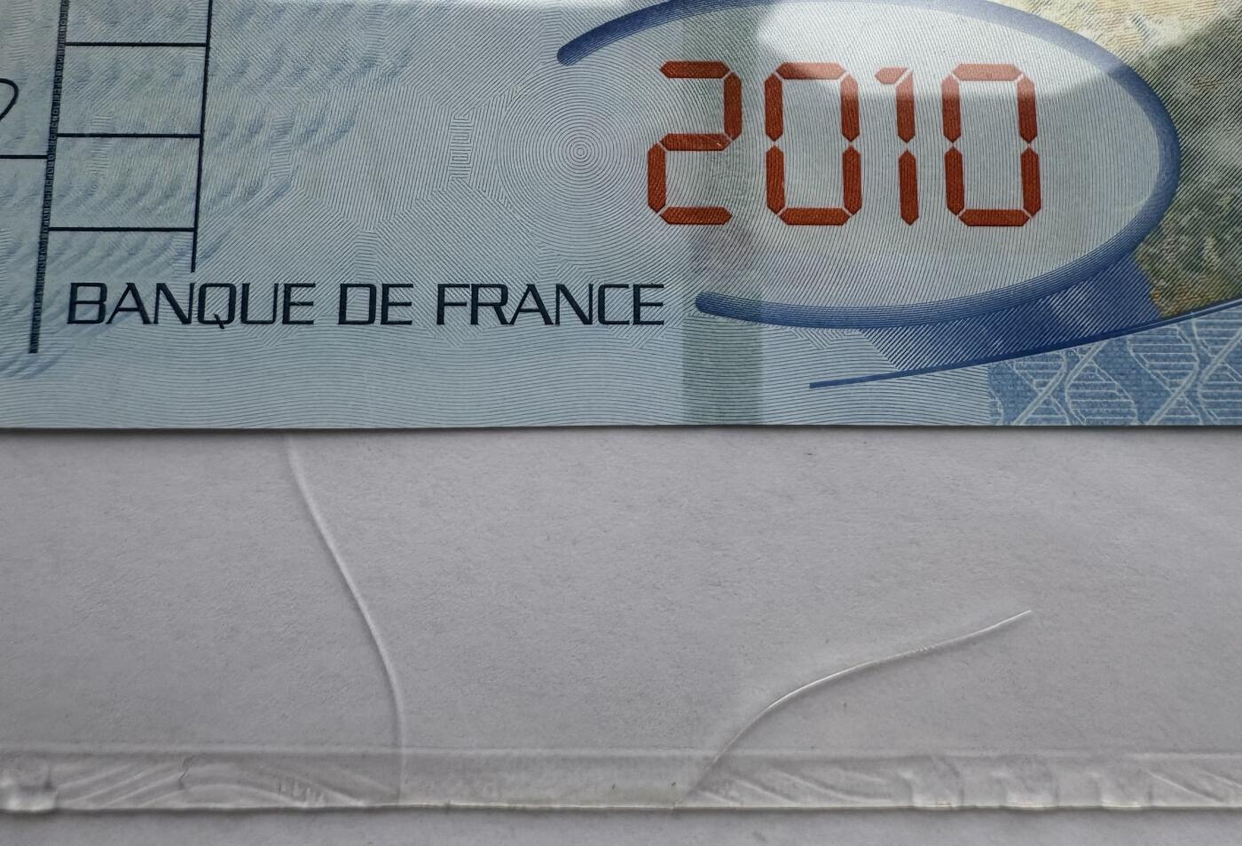 2026第4场（总第231期）：精品测试钞、外钞综合场  法兰西银行 2010版全息宽条“卫星”测试钞（PMG67、壳子有裂纹）