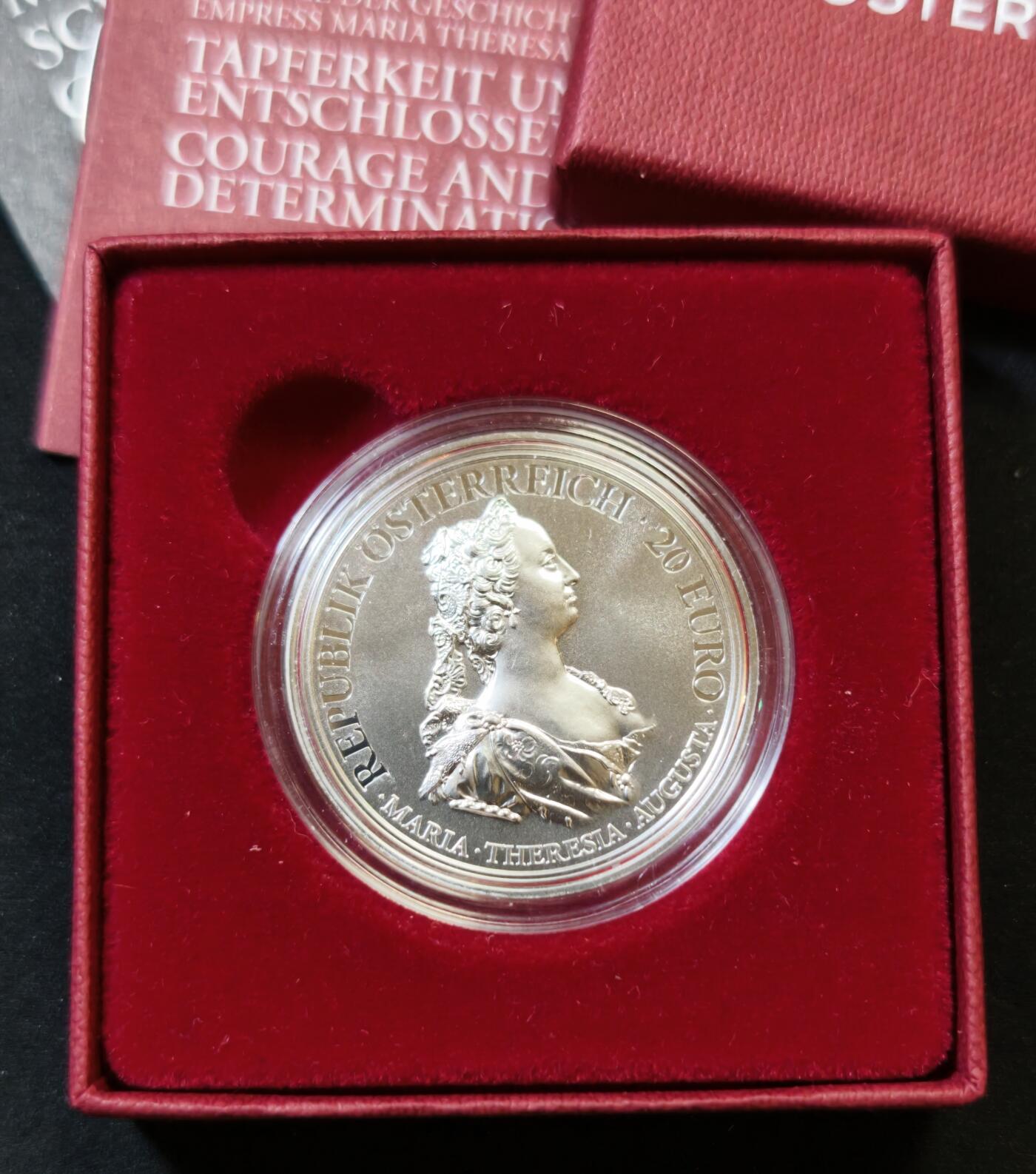 甄臻铺-世界币章拍卖（第53期），甄品场拍品征集中，送拍享返佣金等优惠多多 奥地利2017年20欧元勇气与决心银币 原盒原证 精制币 收藏佳品