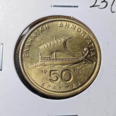 KK钱币收藏小铺   套币 批量/好品散币专场 2月预留时间 周末发货 -  1988希腊50德拉克马 好品