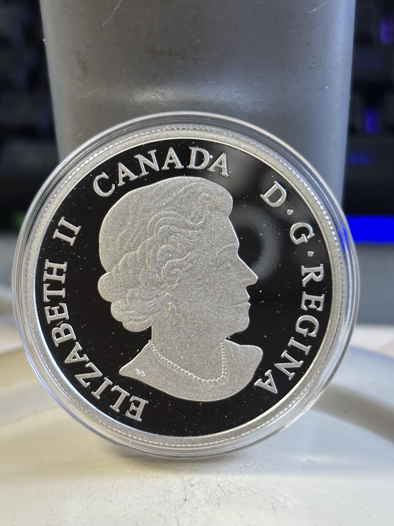 第192期拍卖 加拿大2015年标志性动物系列大角羊1盎司彩色银币，9999银，发行6500枚