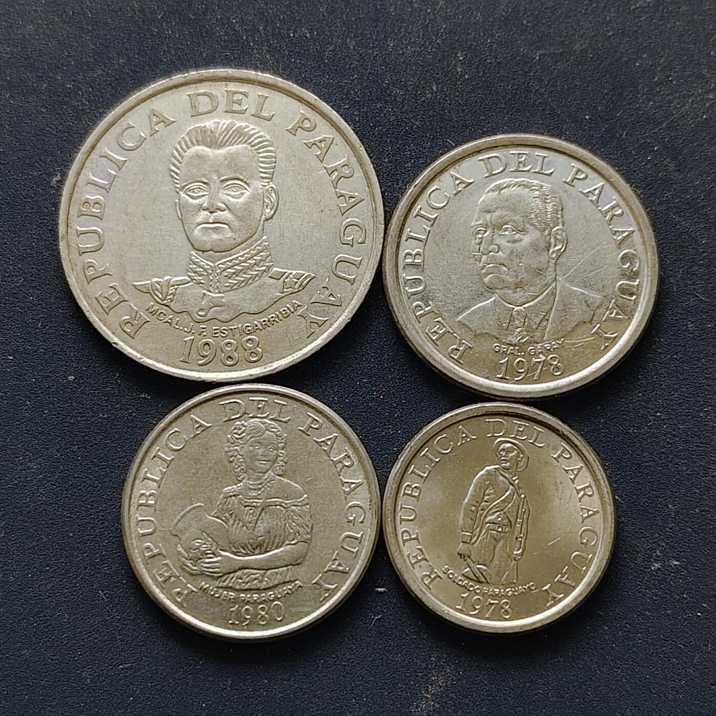 【全场包邮】纯粹捡漏拍508场 巴拉圭1978-1988年4枚套币