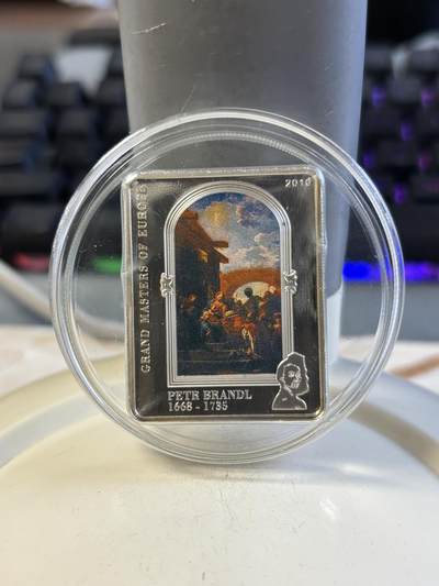 第192期拍卖 - 库克2010年名画系列切赫布兰德上帝的信徒矩形银币带证书，925银，25克，发行量2500枚，