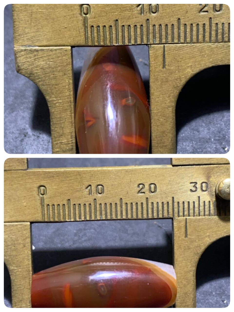 精美冰飘冻料战国红玛瑙天珠形桶珠一个，