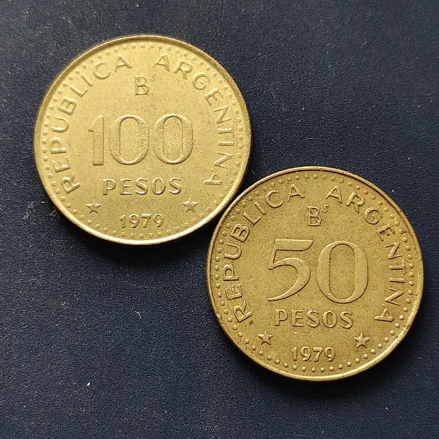 【全场包邮】纯粹捡漏拍508场 阿根廷1979年征服巴塔哥尼亚100周年纪念币2枚全套