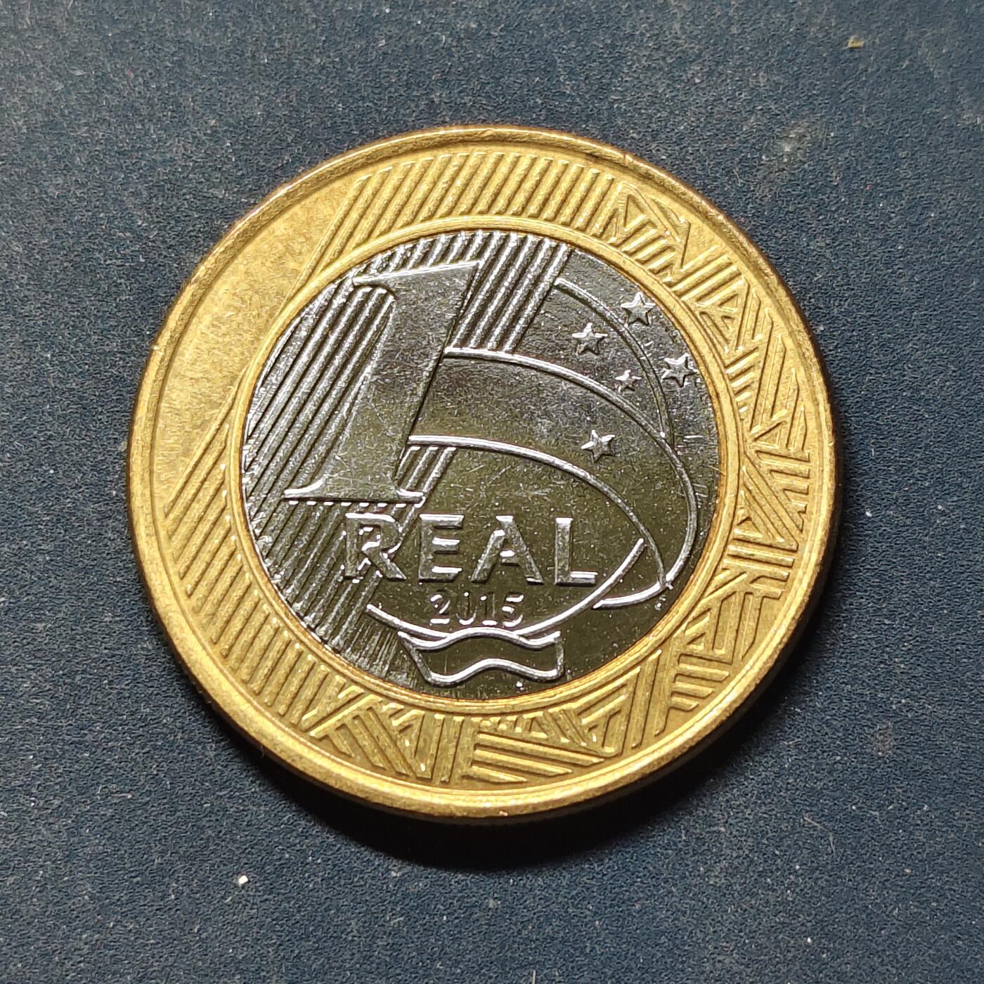 【全场包邮】纯粹捡漏拍508场 巴西2015年1里亚尔央行50周年双色纪念币