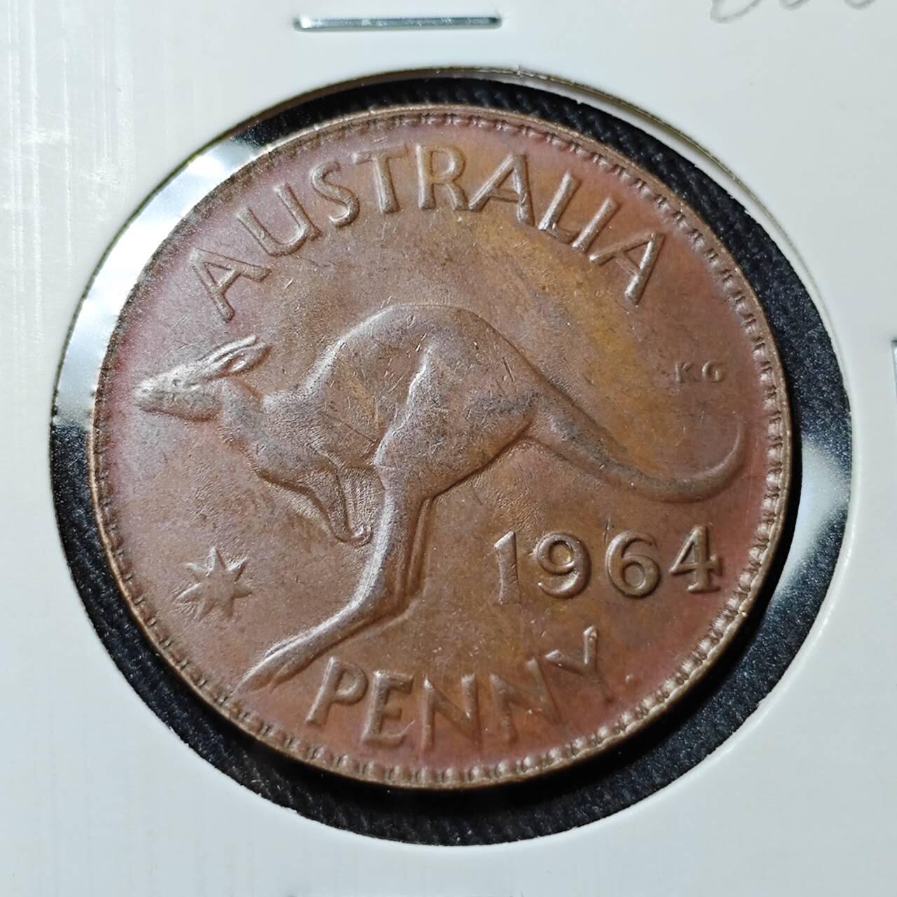 KK钱币收藏小铺   套币 批量/好品散币专场 2月预留时间 周末发货  1964澳大利亚1便士铜币 好品