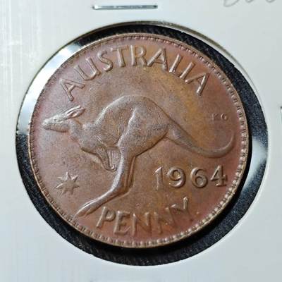 KK钱币收藏小铺   套币 批量/好品散币专场 2月预留时间 周末发货 -  1964澳大利亚1便士铜币 好品