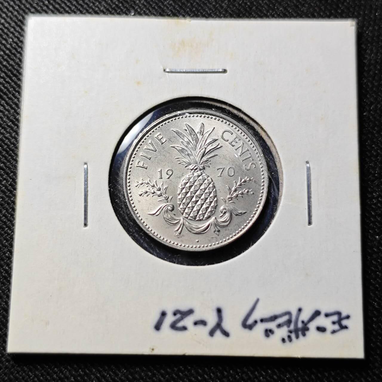 KK钱币收藏小铺   套币 批量/好品散币专场 2月预留时间 周末发货  1970巴哈马菠萝5分 好品