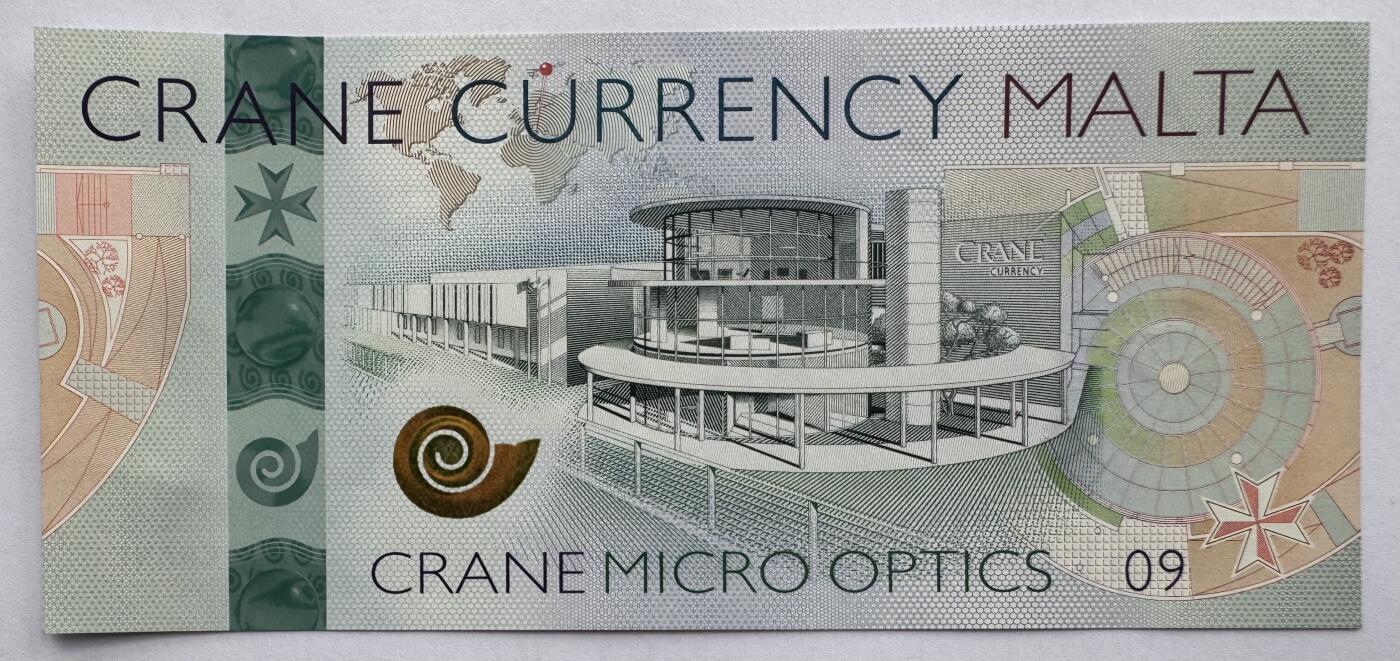 2026第4场（总第231期）：精品测试钞、外钞综合场  美国Crane“马耳他哈尔法尔印钞厂”Motion Surfacet™ 微光学安全线～眼睛09系列测试钞UNC