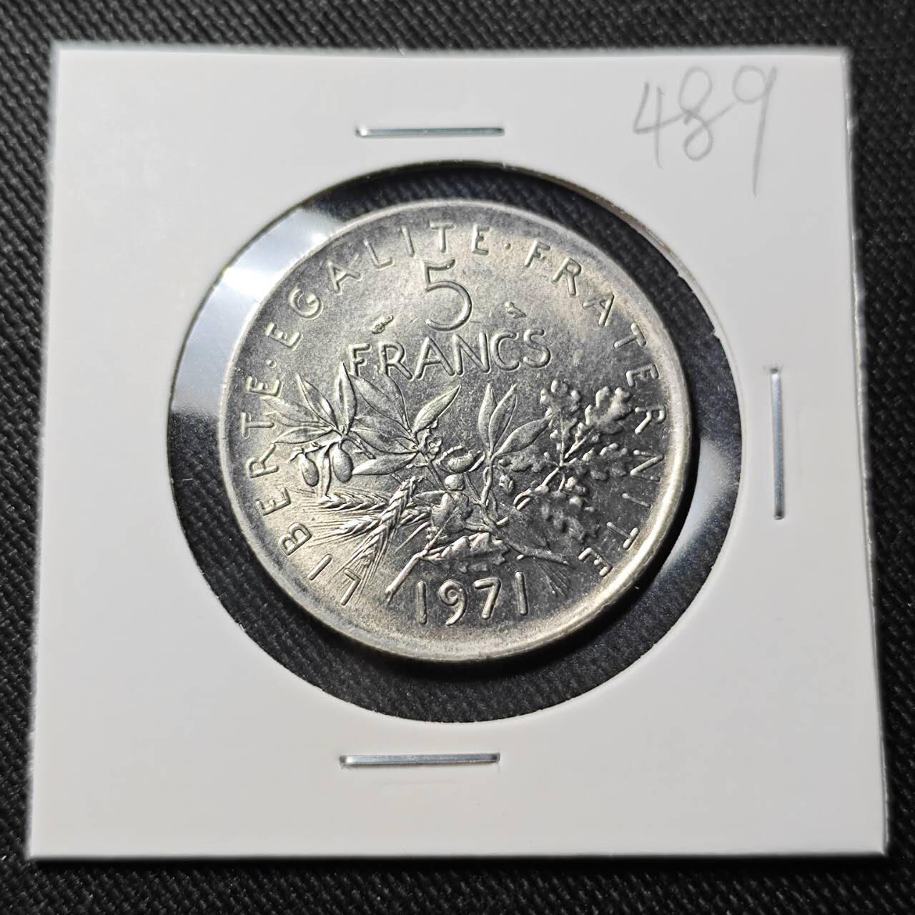 KK钱币收藏小铺   套币 批量/好品散币专场 2月预留时间 周末发货  1971法国播种女神5法郎 好品