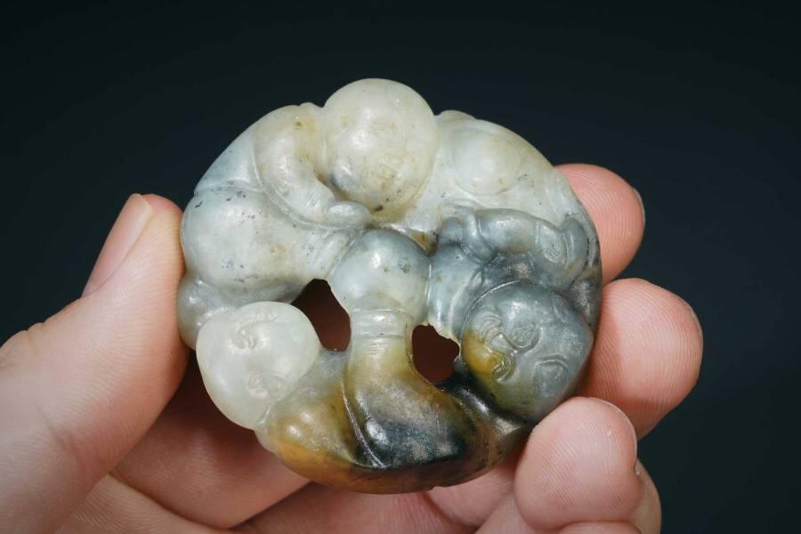 上海都达杂项专场四十五【全场包邮】  古玉多子多福挂件92-42