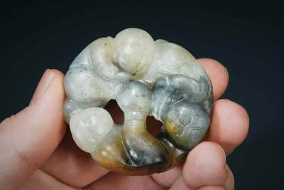 上海都达杂项专场四十八【全场包邮】  古玉多子多福挂件92-42