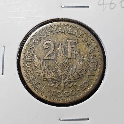 KK钱币收藏小铺   套币 批量/好品散币专场 2月预留时间 周末发货 - 1924 法属多哥2法郎 铜币