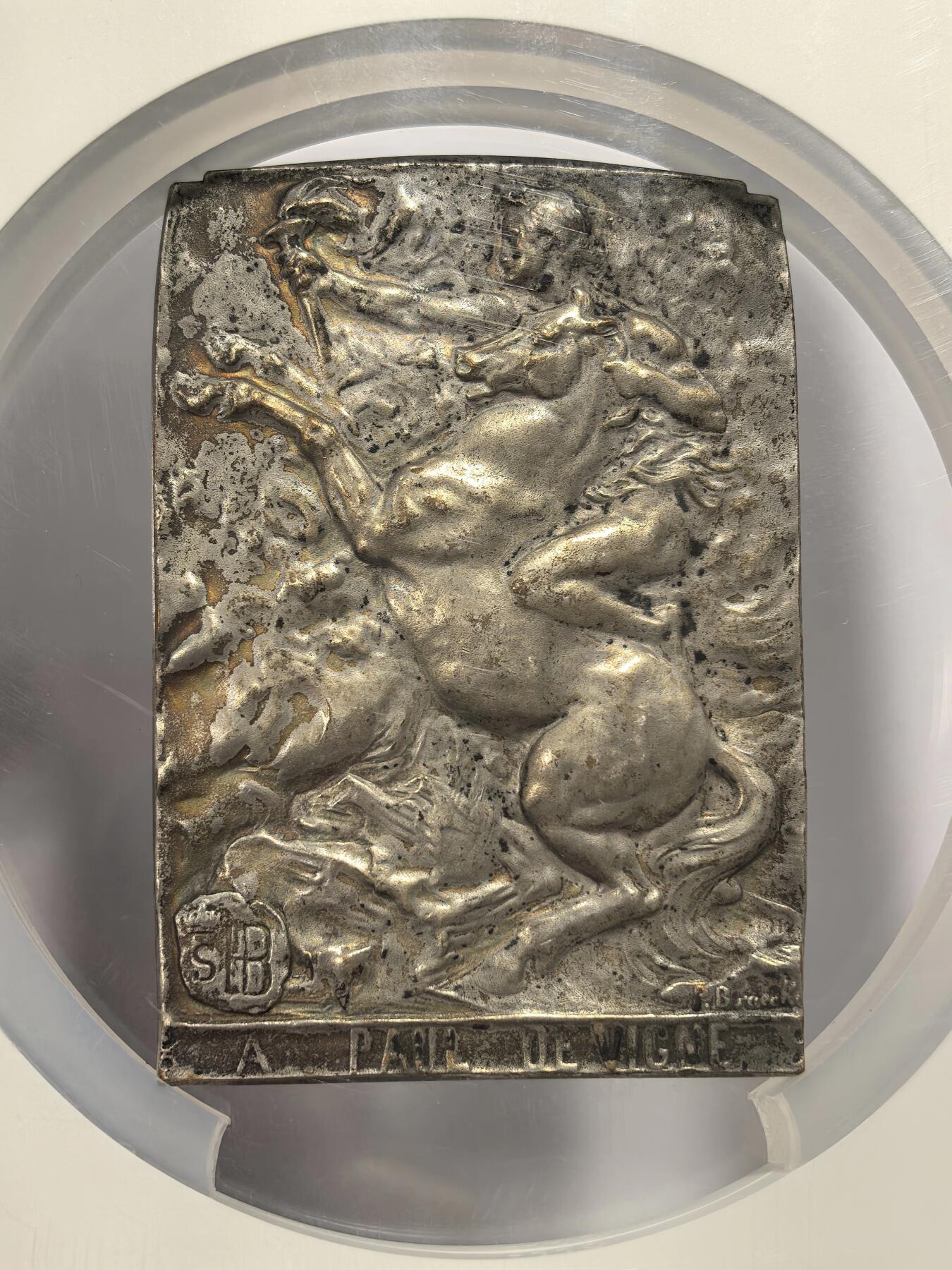 博洋堂世界钱币拍卖第163期（全场包邮） NGC MS62 比利时发行荷兰-比利时纪念章协会镀银纪念章