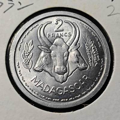 KK钱币收藏小铺   套币 批量/好品散币专场 2月预留时间 周末发货 -  1948法属马达加斯加2法郎 好品