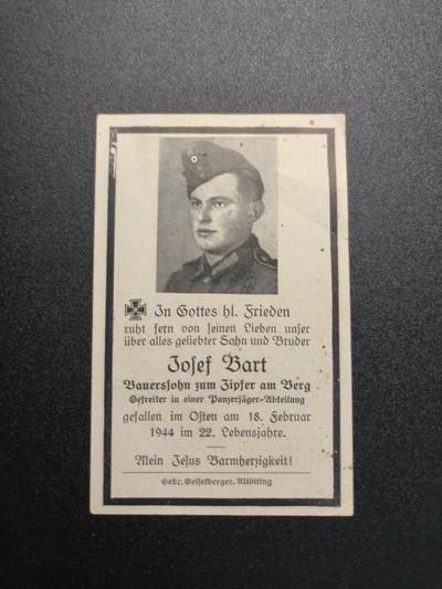 云宸嘉赏-勋臻精藏⭐️年后精品专拍场次🎖 - 德意志第三帝国国防军反坦克营士兵阵亡卡  1944年东线阵亡