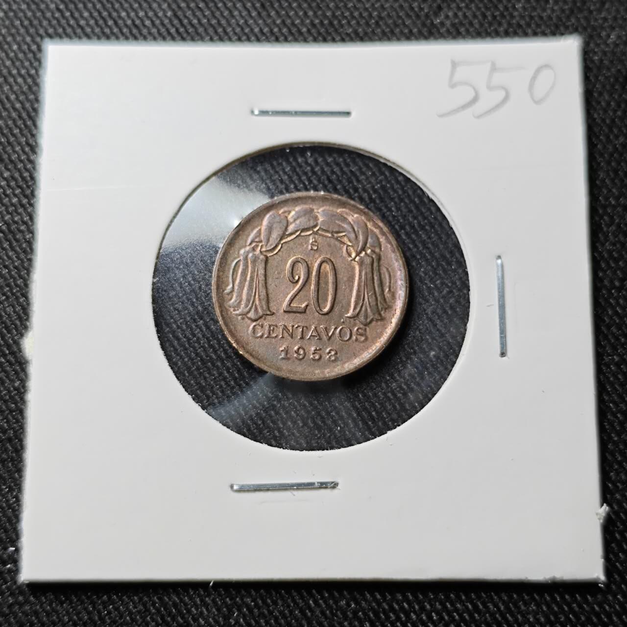 KK钱币收藏小铺   套币 批量/好品散币专场 2月预留时间 周末发货 1958 智利20分铜币 好品