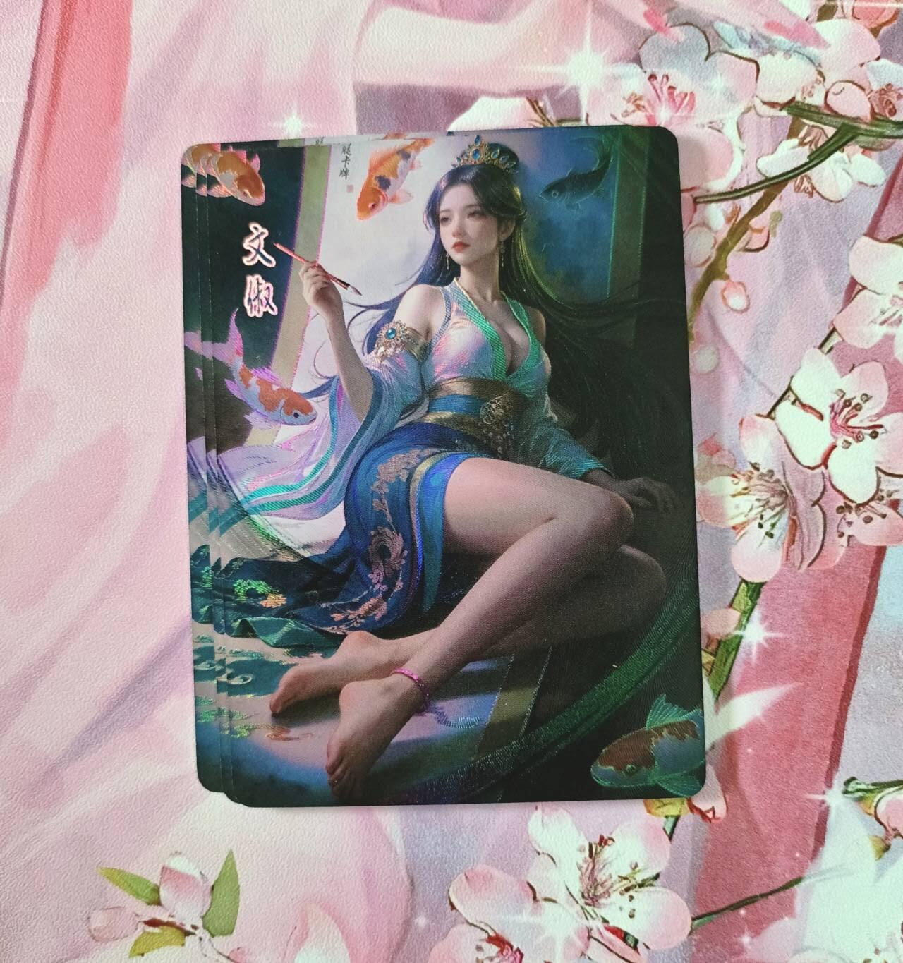 满赠PR！！龙虎卡牌-七七场（满200元包邮，无佣金，每周六结拍，欢迎送拍） 压纹彩闪3张 鸡腿佳人录 文淑 三渐变一套（第三张很艺术）