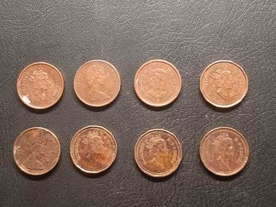 荟藏特别场次第五期——“社长的钢镚堆” 加拿大1分批量八枚，其中一枚纪念币