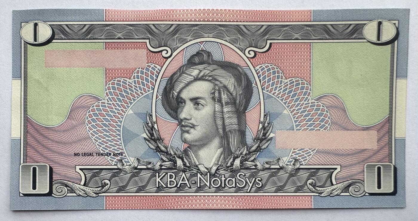 2026第4场（总第231期）：精品测试钞、外钞综合场  纸基/KBA-NotaSys “拜伦勋爵”早期0面值纸质测试钞UNC