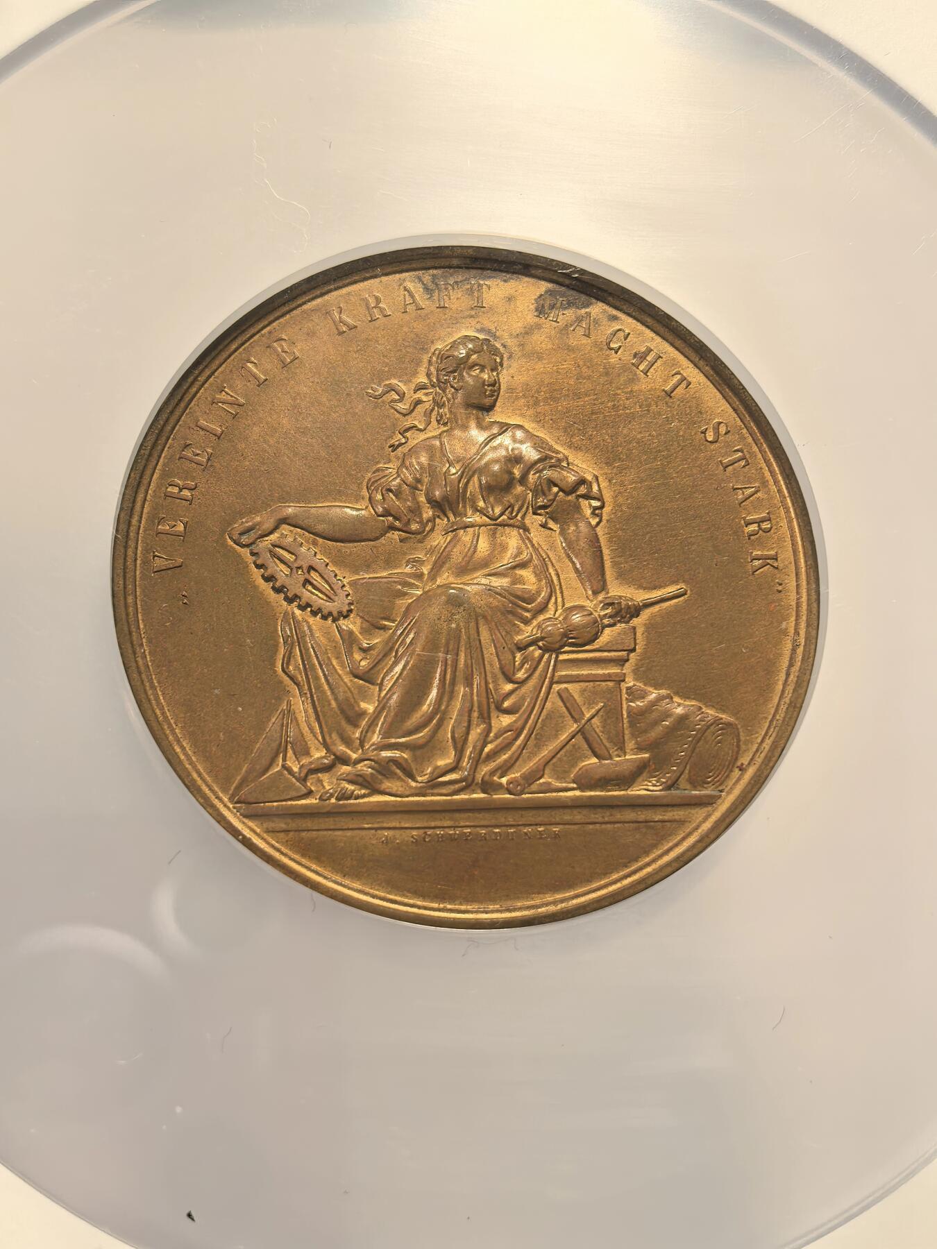 博洋堂世界钱币拍卖第163期（全场包邮） NGC UNC 德国1901年贸易协会纪念大铜章，1901年正值德国工业与商业蓬勃发展的“威廉时代”（Wilhelmine Era），各地贸易协会频繁举办展览、会议或庆典，以促进经济交流
