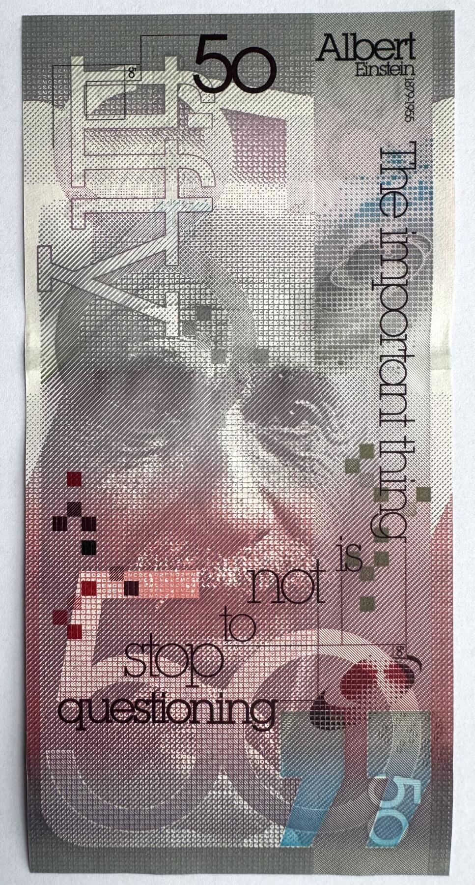 2026第4场（总第231期）：精品测试钞、外钞综合场  德纳罗DLR“爱因斯坦”50面额DepthThread®景深安全线测试钞UNC（全程无47）