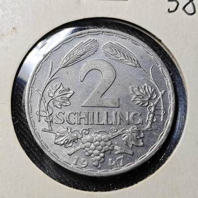 KK钱币收藏小铺   套币 批量/好品散币专场 2月预留时间 周末发货 -  1947奥地利2先令 好品