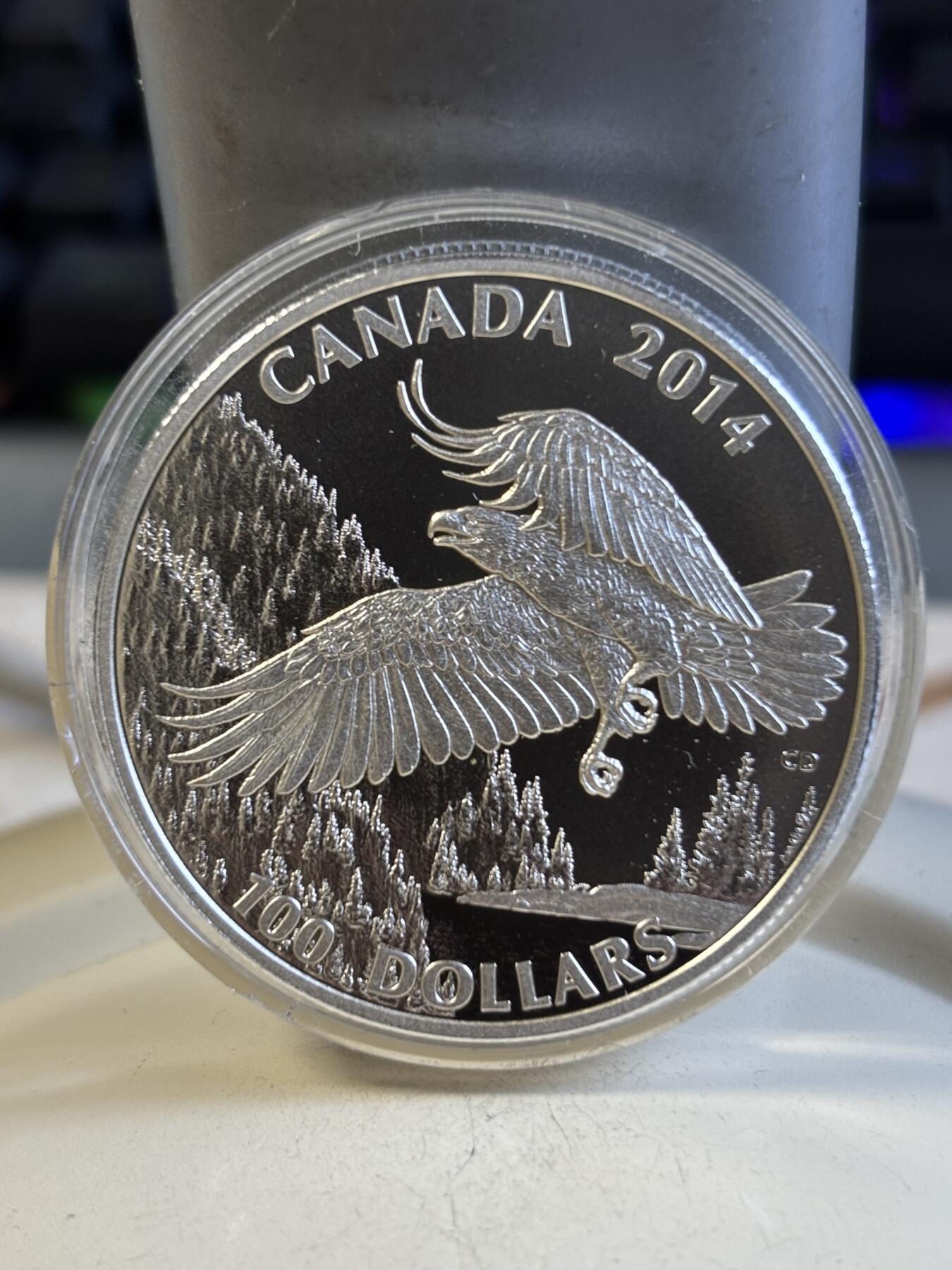 第192期拍卖 加拿大2014年100换100加元系列白头鹰1盎司银币，9999银，发行50000枚