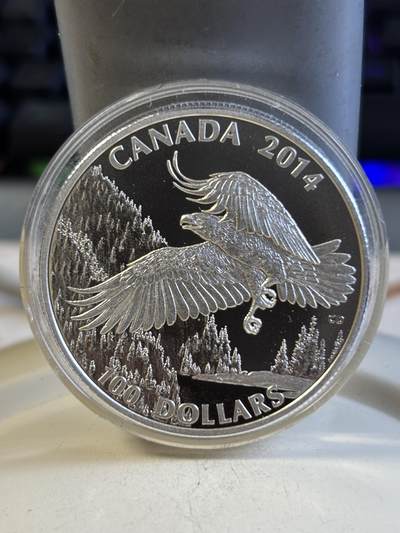 第192期拍卖 - 加拿大2014年100换100加元系列白头鹰1盎司银币，9999银，发行50000枚