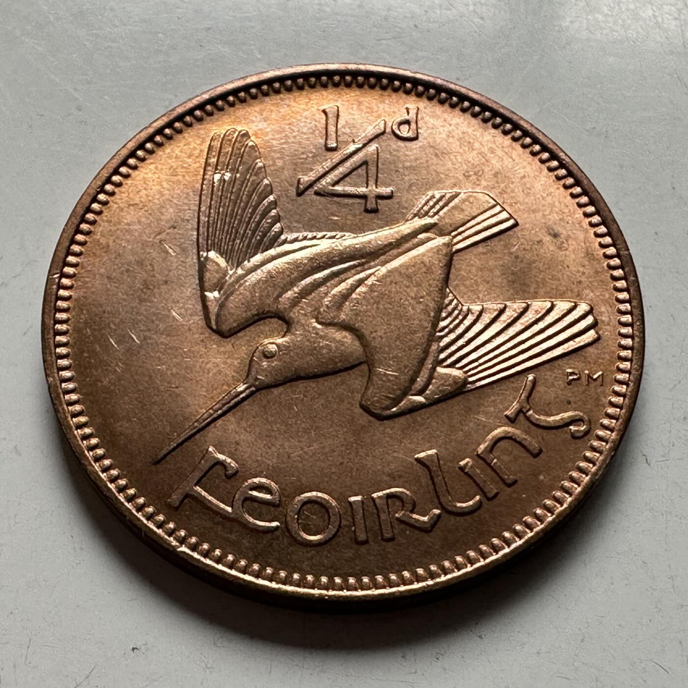 🌹外币初藏🌹🐯2026年第24场  每周二四六晚8️⃣点 接代拍 爱尔兰共和国 1959年 1/4便士（法新）铜币 鹬鸟20.5mm 原光好品