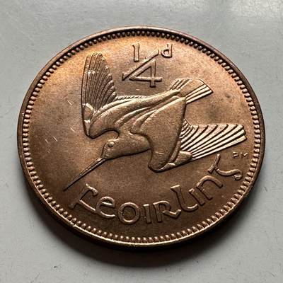 🌹外币初藏🌹🐯2026年第24场  每周二四六晚8️⃣点 接代拍 - 爱尔兰共和国 1959年 1/4便士（法新）铜币 鹬鸟20.5mm 原光好品