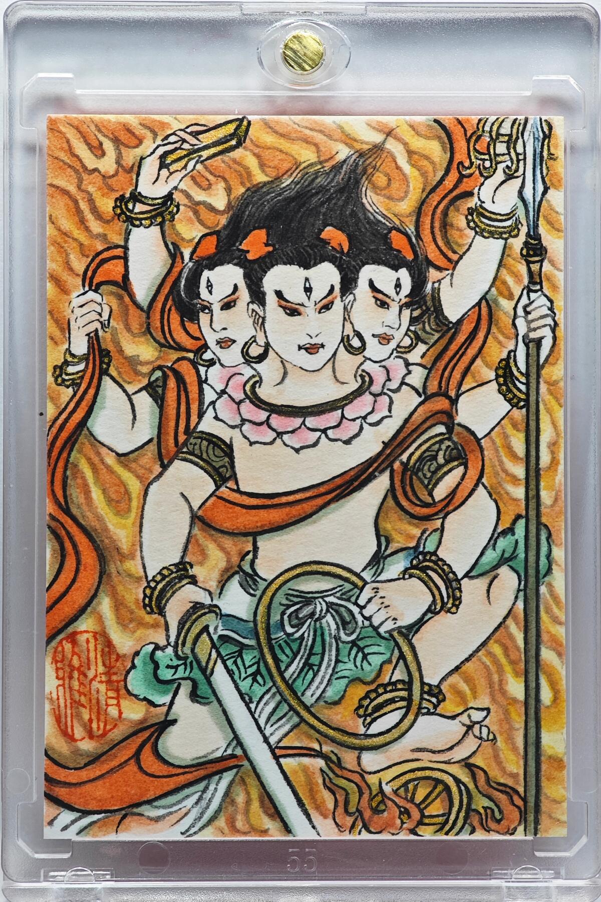 白泽拍卖卡牌手绘专场第33期（去岁千般皆如愿 今年万事定称心） 2025 昆仑万象手绘卡 哪吒  卢艺丰背简绘 卡砖封装