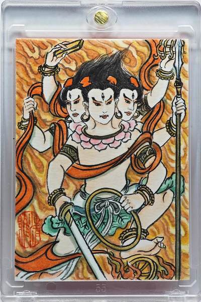 白泽拍卖卡牌手绘专场第33期（去岁千般皆如愿 今年万事定称心） - 2025 昆仑万象手绘卡 哪吒  卢艺丰背简绘 卡砖封装