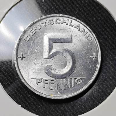 KK钱币收藏小铺   套币 批量/好品散币专场 2月预留时间 周末发货 -  1953东德5芬尼 MS品