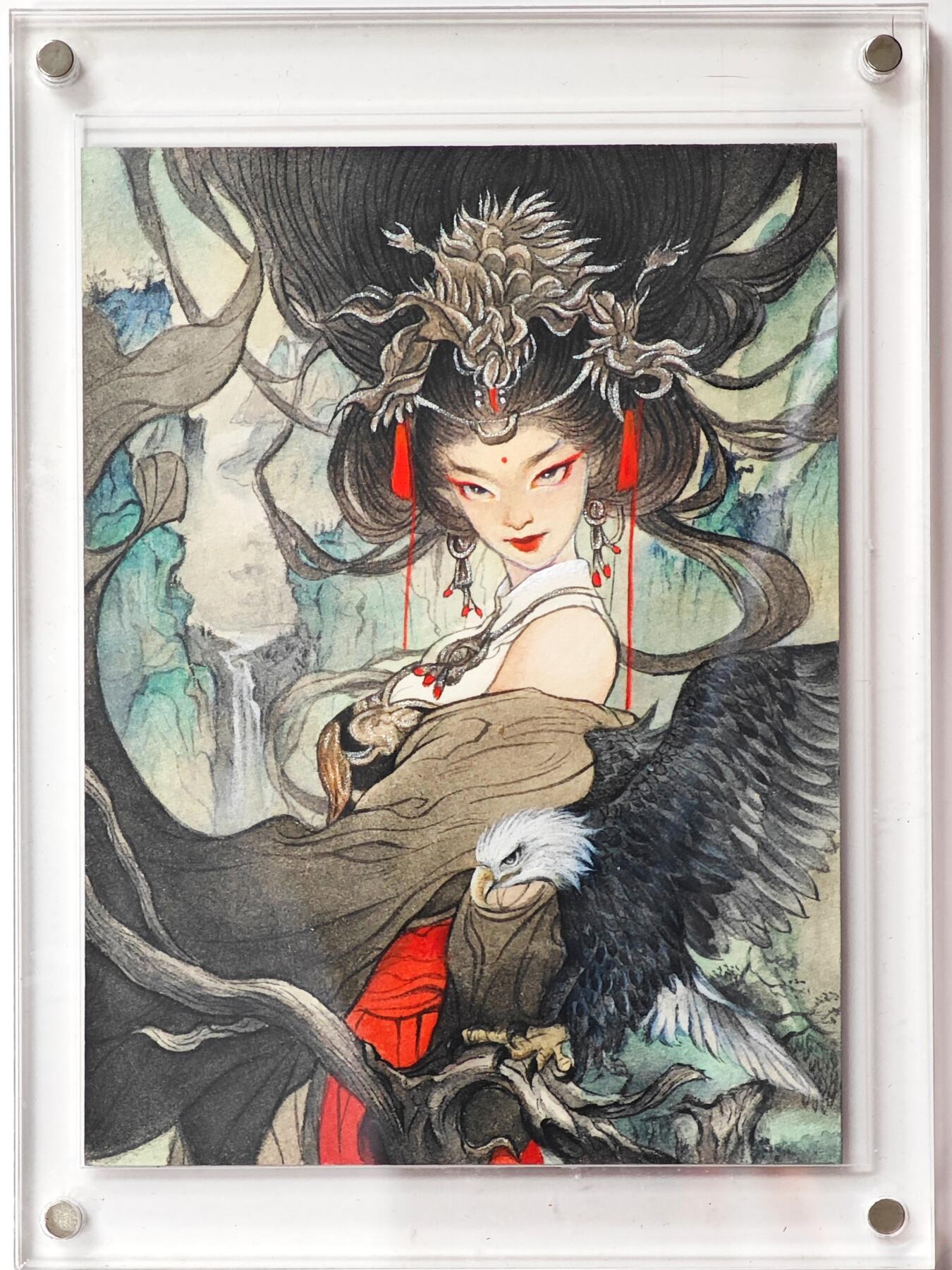 白泽拍卖卡牌手绘专场第33期（去岁千般皆如愿 今年万事定称心） 2025 艺方文创 手绘卡 山海怪谈 尺寸：9.9cm*13.2cm  包包子亲签 卡砖封装