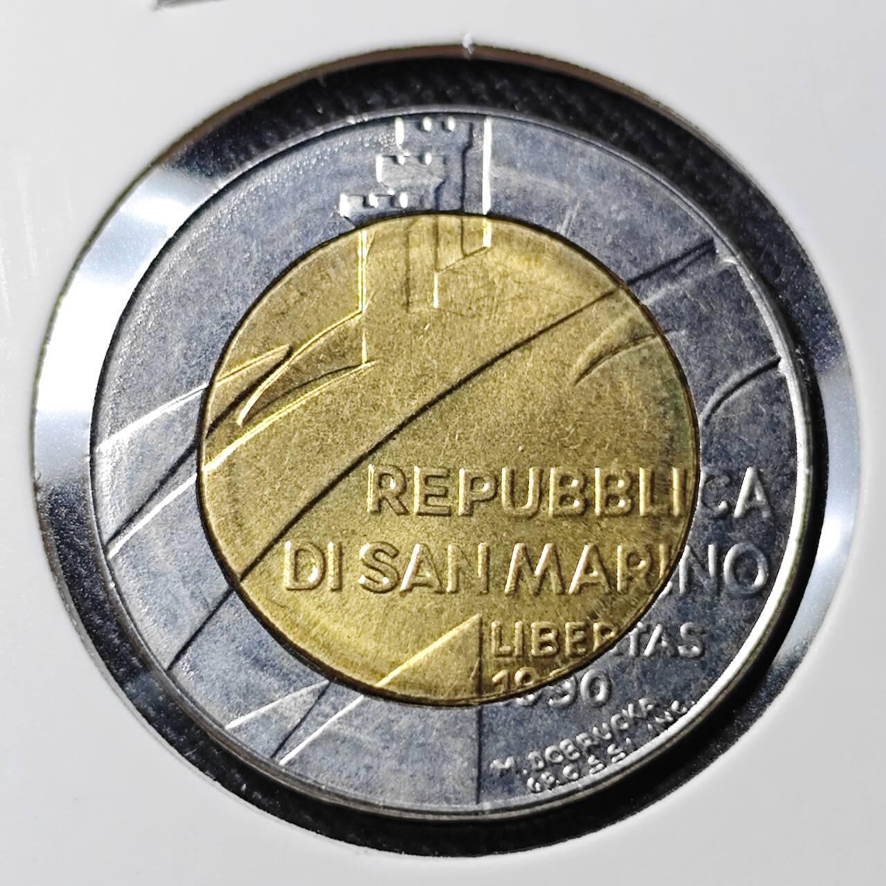 KK钱币收藏小铺   套币 批量/好品散币专场 2月预留时间 周末发货 1990  圣马力诺500里拉双色币