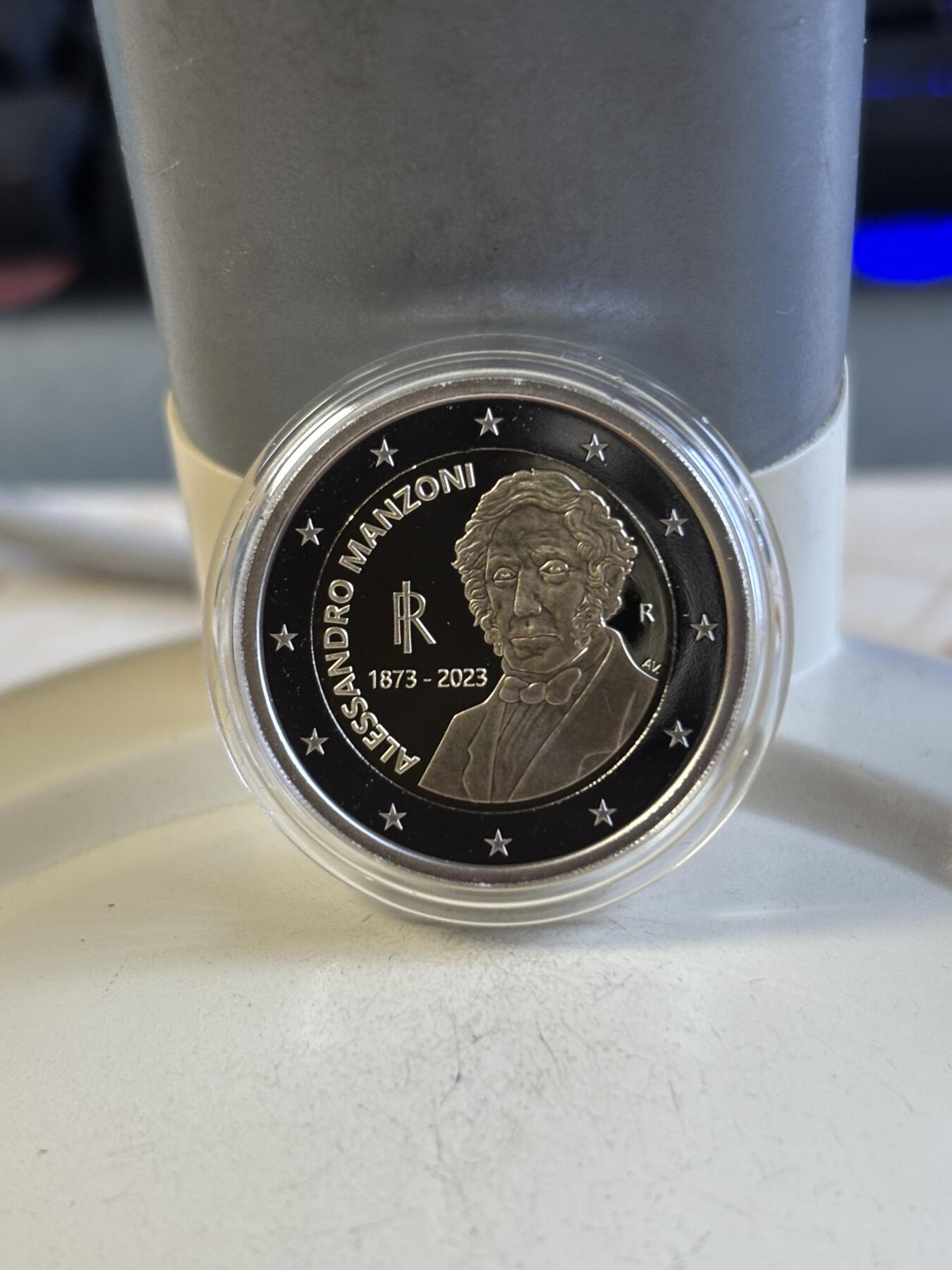 第192期拍卖 意大利2023年人物曼佐尼2欧精制双色纪念币