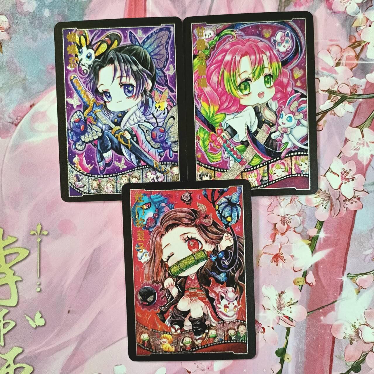 满赠PR！！龙虎卡牌-七七场（满200元包邮，无佣金，每周六结拍，欢迎送拍） 细碎银砂3张 鬼灭之刃联动宝可梦小套卡