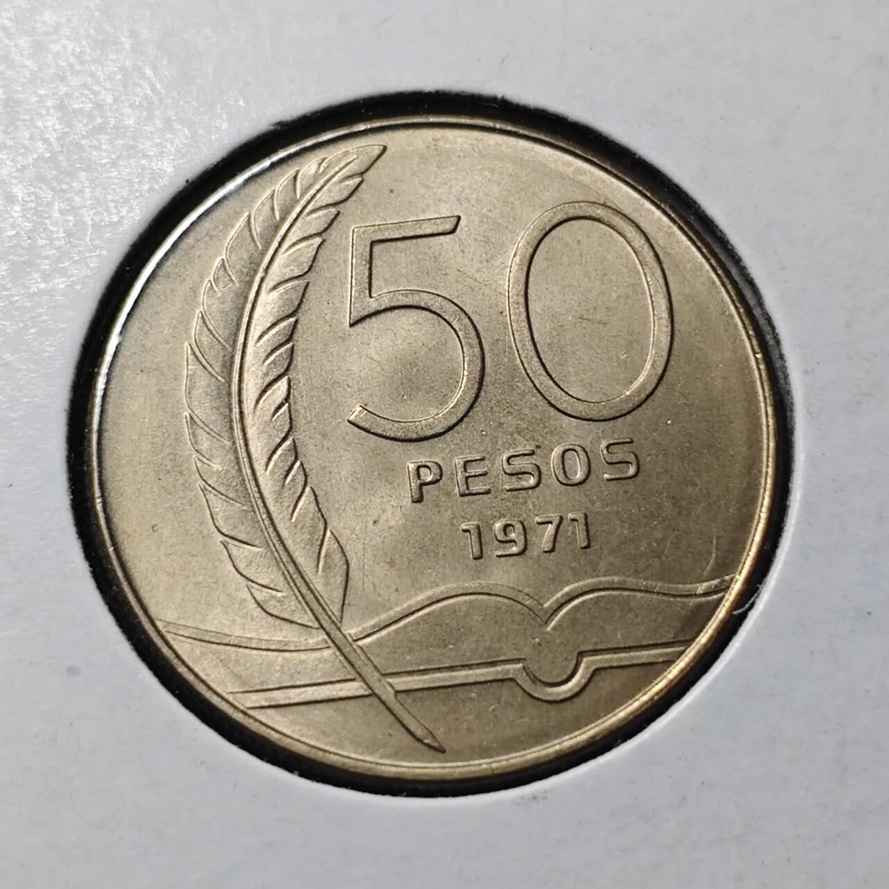 KK钱币收藏小铺   套币 批量/好品散币专场 2月预留时间 周末发货  1971乌拉圭50比索纪念币 好品