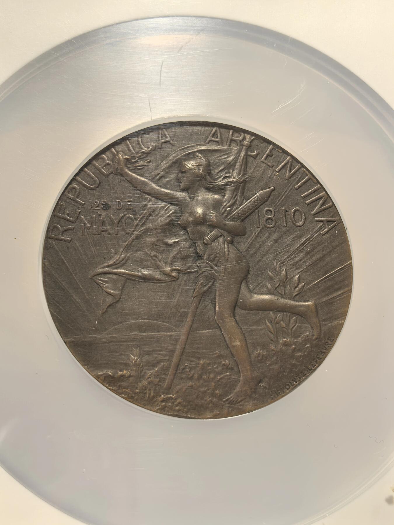 博洋堂世界钱币拍卖第163期（全场包邮） NGC MS62BN 阿根廷1910年独立100周年纪念大铜章