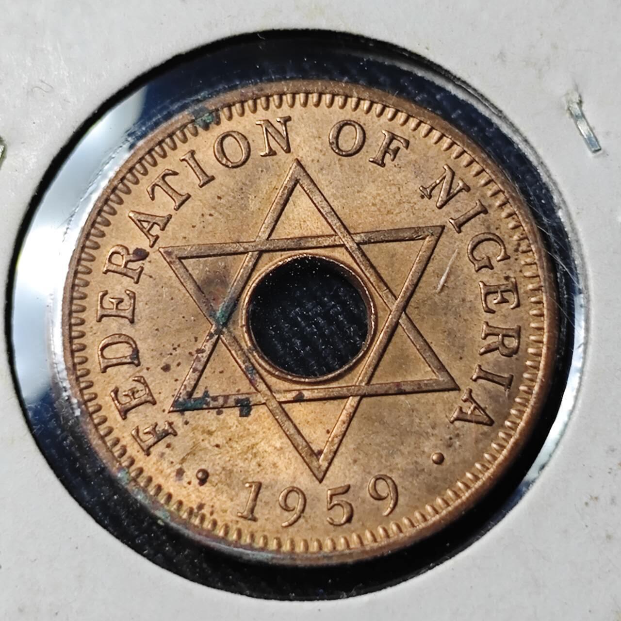 KK钱币收藏小铺   套币 批量/好品散币专场 2月预留时间 周末发货  1959英属尼日利亚0.5便士铜币