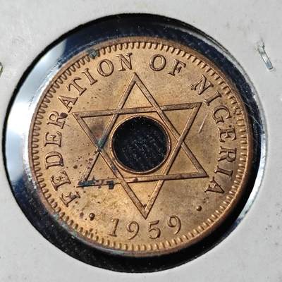 KK钱币收藏小铺   套币 批量/好品散币专场 2月预留时间 周末发货 -  1959英属尼日利亚0.5便士铜币