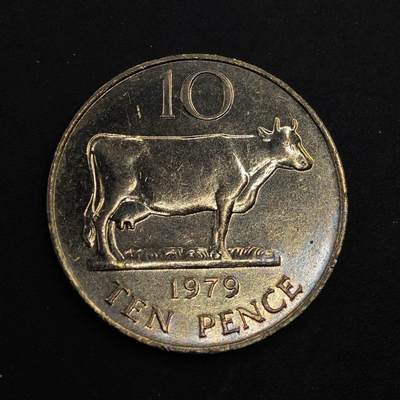 【淘币小摊】实时拍第八百七十六拍   散币场    每周一统一发货 - 根西1979年奶牛10便士铜币
