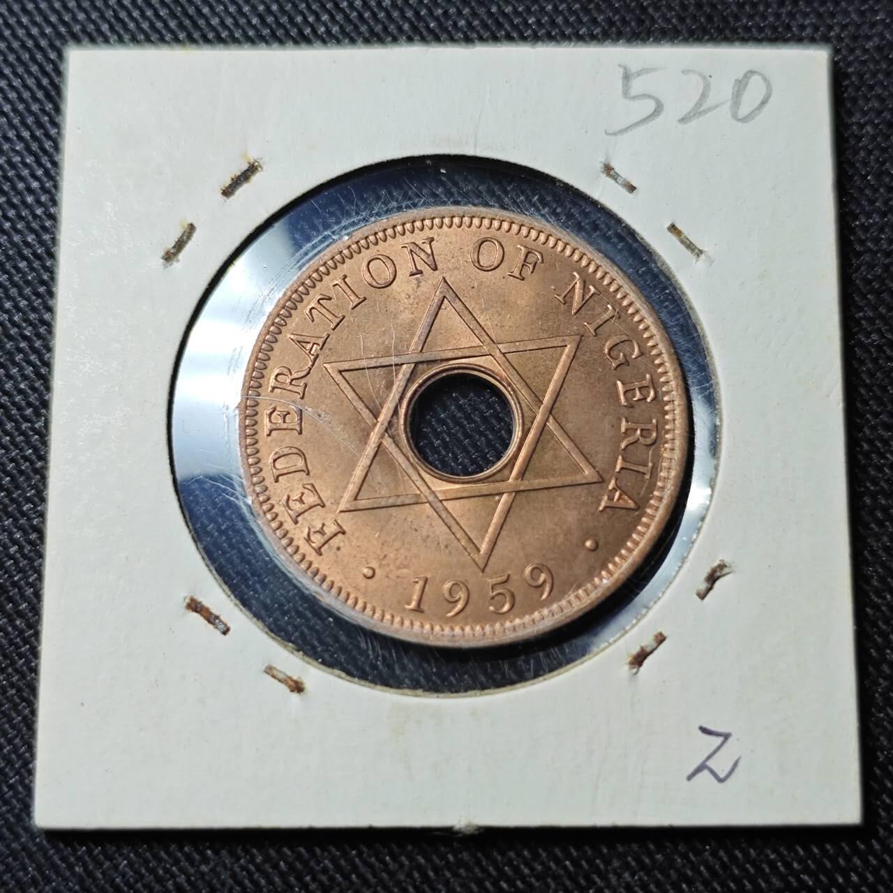 KK钱币收藏小铺   套币 批量/好品散币专场 2月预留时间 周末发货  1959英属尼日利亚1便士铜币 好品