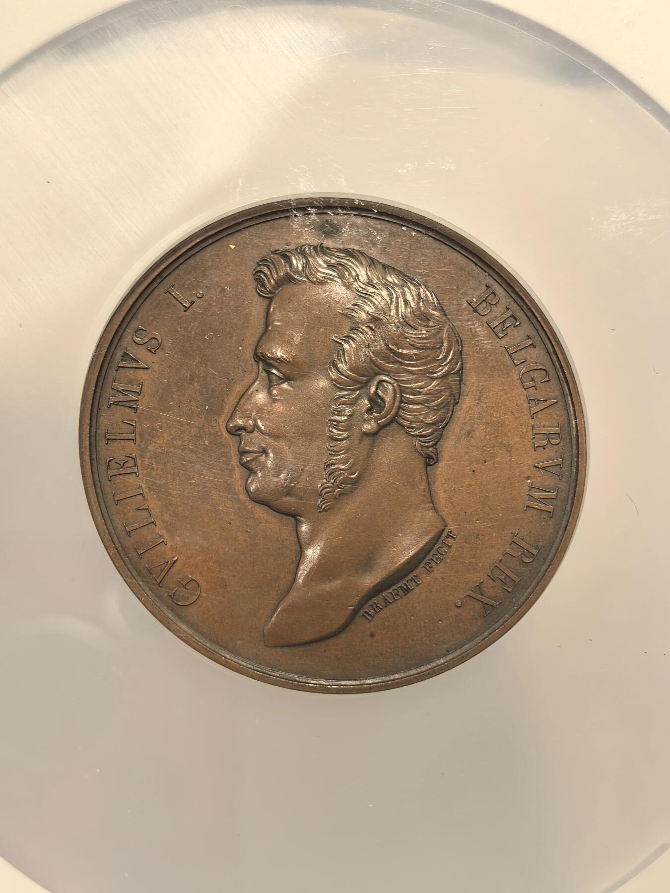 博洋堂世界钱币拍卖第163期（全场包邮） NGC UNC 荷兰1826年图尔奈与蒙斯之间运河开通纪念大铜章